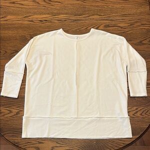 Spanx Perfect Length Sweatshirt Dolman 3/4 Sleeve Pullover White Womens S